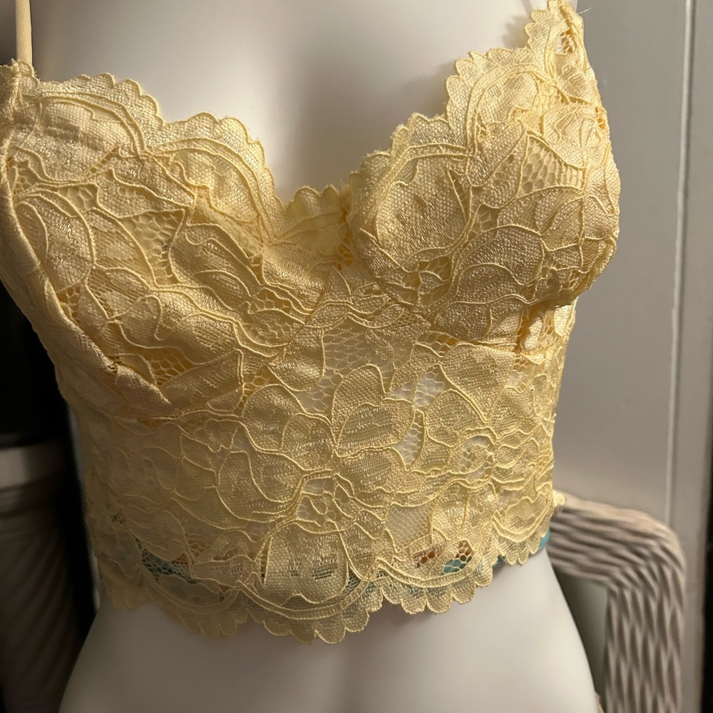 Elegant Yellow Lace Bralette
